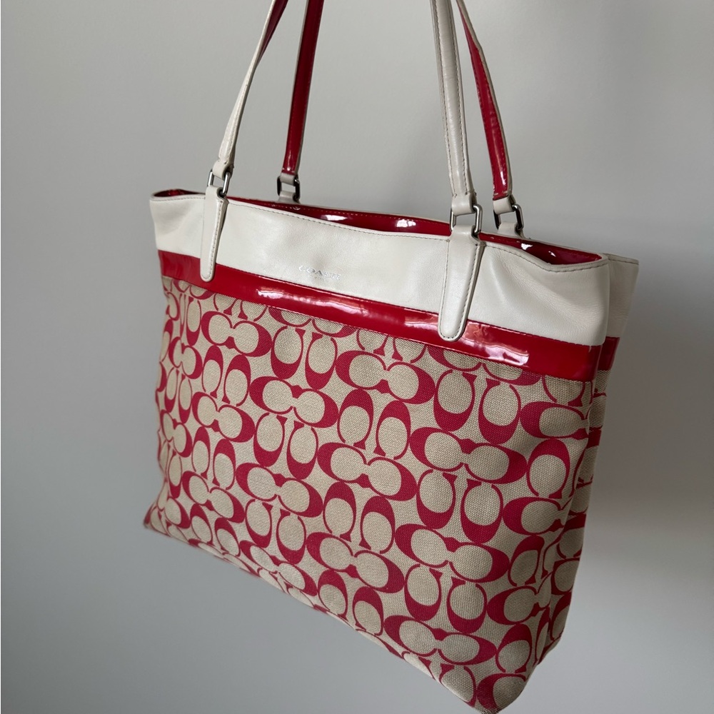 COACH Love Red Signature Tote Bag